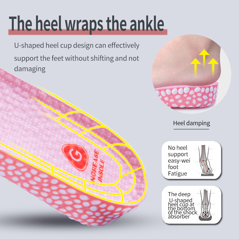 Men's And Women's Invisible Fully Cushioned Shock Absorbing PU Height Increasing Insoles